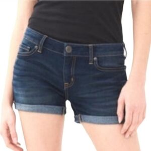 Aeropostale Dark Washed MIDI Cuffed Denim Shorts | EUC | 5-Pocket